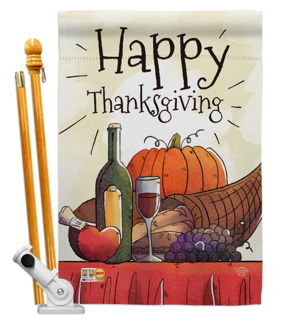 Happy Thanksgiving Feast - Thanksgiving Fall Vertical Impressions Decorative Flags HG192045 Made In USA - Image 5