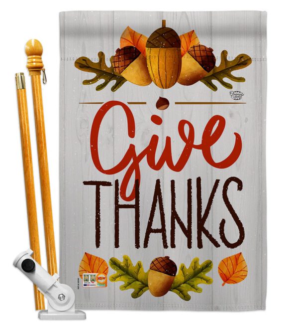 Give Thanks - Thanksgiving Fall Vertical Impressions Decorative Flags HG192137 Made In USA - Image 5