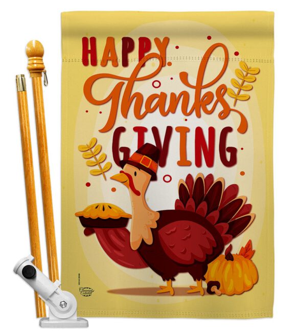 Happy ThanksGiving - Thanksgiving Fall Vertical Impressions Decorative Flags HG192228 Made In USA - Image 5