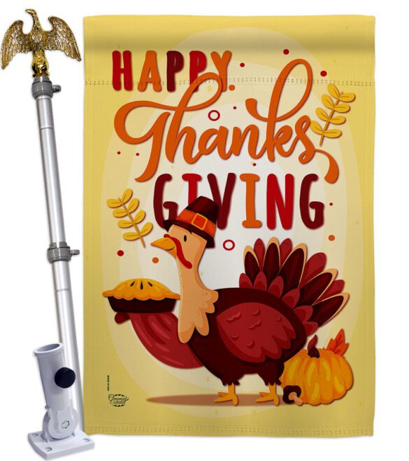 Happy ThanksGiving - Thanksgiving Fall Vertical Impressions Decorative Flags HG192228 Made In USA - Image 9