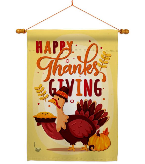 Happy ThanksGiving - Thanksgiving Fall Vertical Impressions Decorative Flags HG192228 Made In USA - Image 10