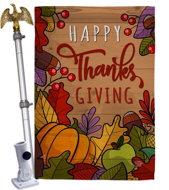 Happy Thanks Giving - Thanksgiving Fall Vertical Impressions Decorative Flags HG192294 Made In USA - Image 9