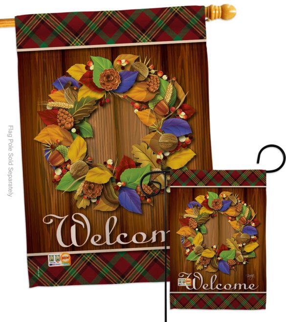 Fall Wreath - Thanksgiving Fall Vertical Impressions Decorative Flags HG113036 Imported - Image 3