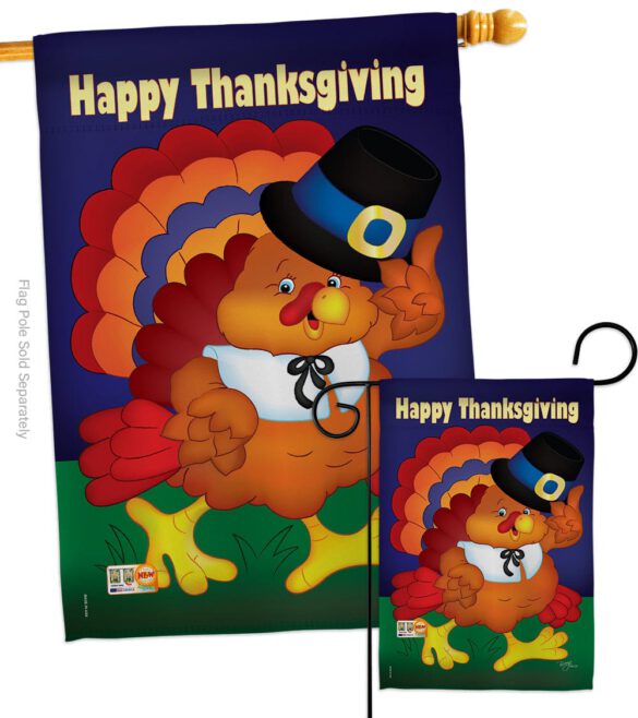 Happy Thanksgiving Turkey - Thanksgiving Fall Vertical Impressions Decorative Flags HG113037 Made In USA - Image 3