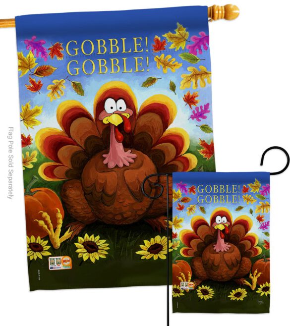 Gobble - Thanksgiving Fall Vertical Impressions Decorative Flags HG113051 Made In USA - Image 3