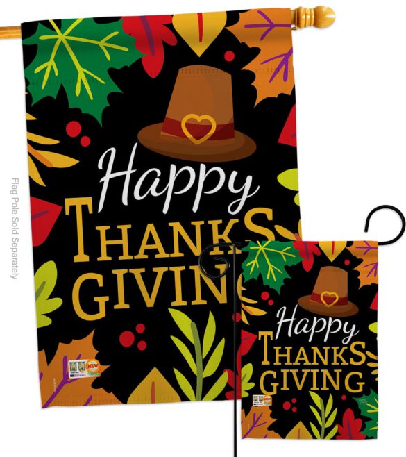 Happy Thanksgiving Leaves - Thanksgiving Fall Vertical Impressions Decorative Flags HG113062 Made In USA - Image 3