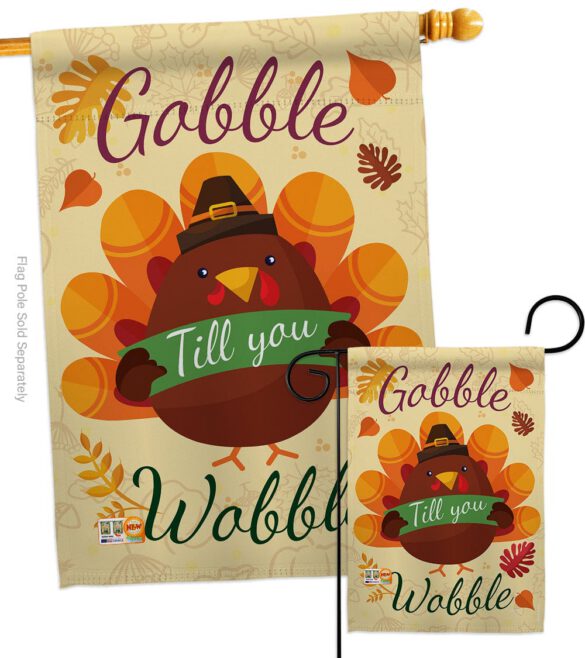 Gobble Till you Wabble - Thanksgiving Fall Vertical Impressions Decorative Flags HG113063 Made In USA - Image 3