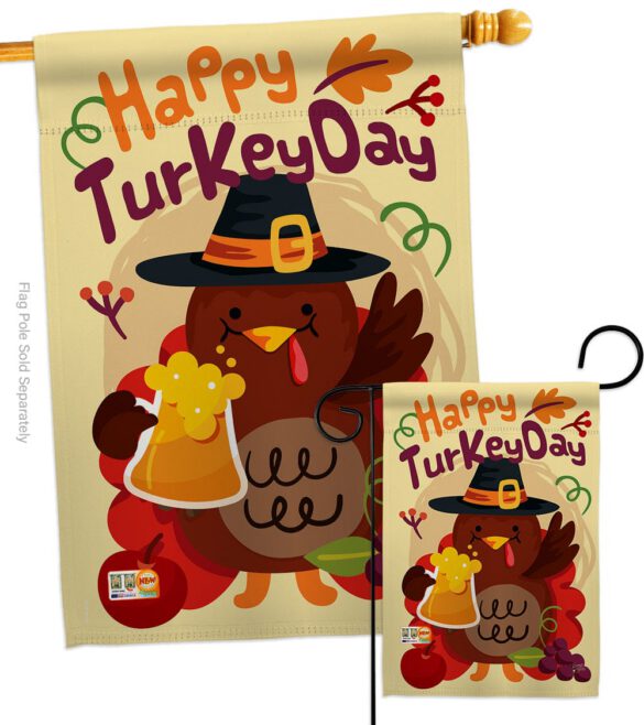 Happy Turkey Day - Thanksgiving Fall Vertical Impressions Decorative Flags HG113065 Made In USA - Image 3