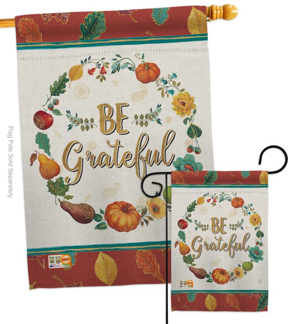 Be Grateful - Thanksgiving Fall Vertical Impressions Decorative Flags HG113071 Made In USA - Image 4