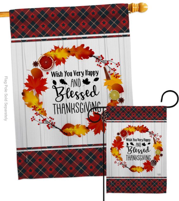 Blessed Thanksgiving - Thanksgiving Fall Vertical Impressions Decorative Flags HG113085 Made In USA - Image 3