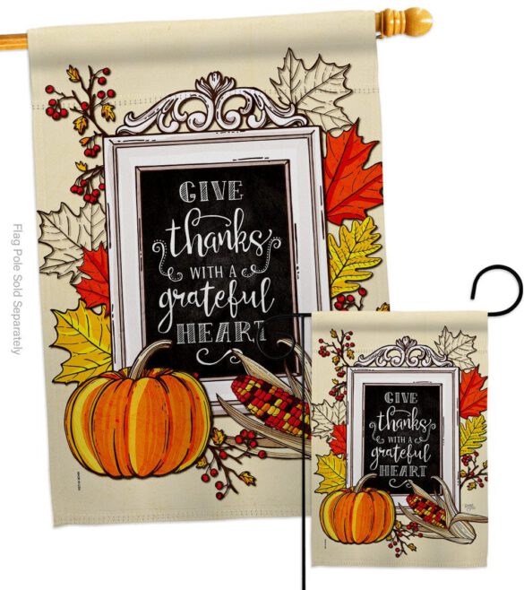 Grateful Heart - Thanksgiving Fall Vertical Impressions Decorative Flags HG113113 Made In USA - Image 3