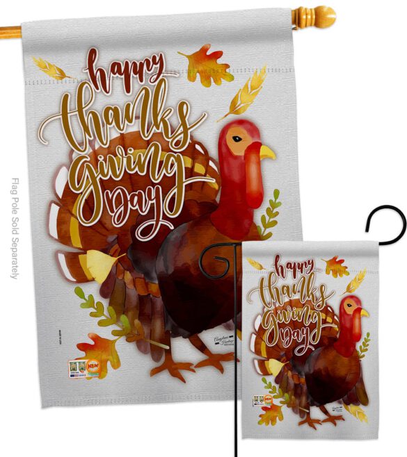 Happy Thanksgiving Turkey - Thanksgiving Fall Vertical Impressions Decorative Flags HG137075 Made In USA - Image 3