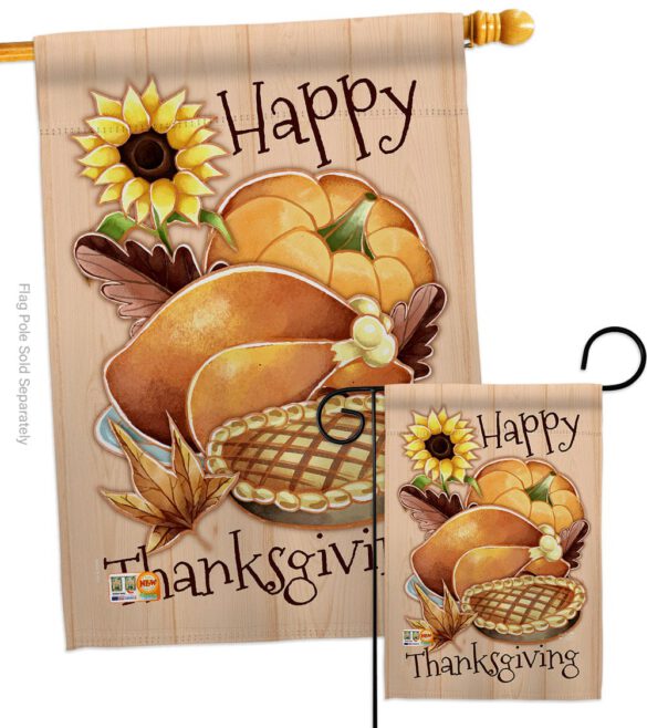 Happy Thanksgiving Feast - Thanksgiving Fall Vertical Impressions Decorative Flags HG137076 Made In USA - Image 3
