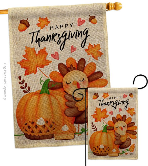 Happy Cute Turkey - Thanksgiving Fall Vertical Impressions Decorative Flags HG137629 Made In USA - Image 15