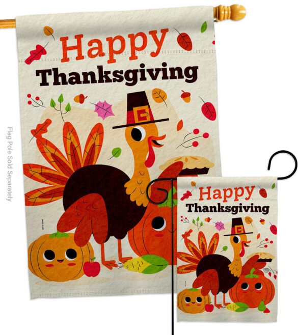 Give Thanks Turkey - Thanksgiving Fall Vertical Impressions Decorative Flags HG190006 Made In USA - Image 3