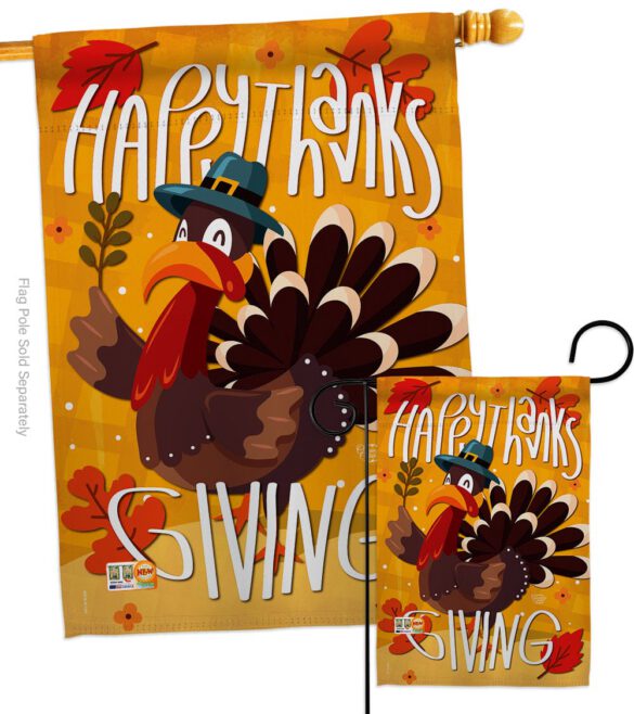 Happy Thanksgiving Turkey - Thanksgiving Fall Vertical Impressions Decorative Flags HG192043 Made In USA - Image 3