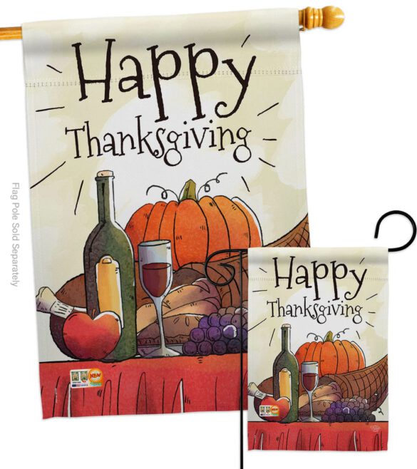 Happy Thanksgiving Feast - Thanksgiving Fall Vertical Impressions Decorative Flags HG192045 Made In USA - Image 3