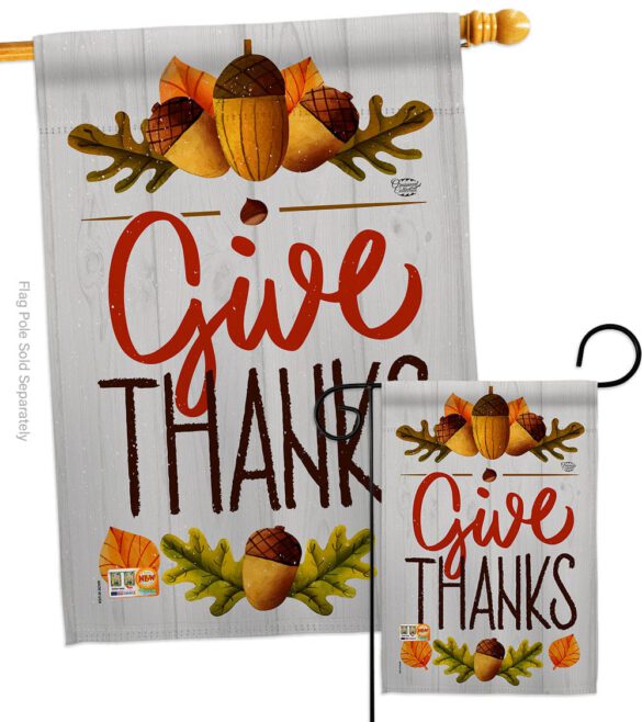 Give Thanks - Thanksgiving Fall Vertical Impressions Decorative Flags HG192137 Made In USA - Image 3