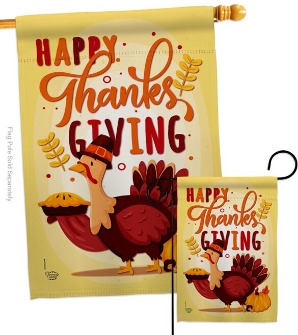 Happy ThanksGiving - Thanksgiving Fall Vertical Impressions Decorative Flags HG192228 Made In USA - Image 3