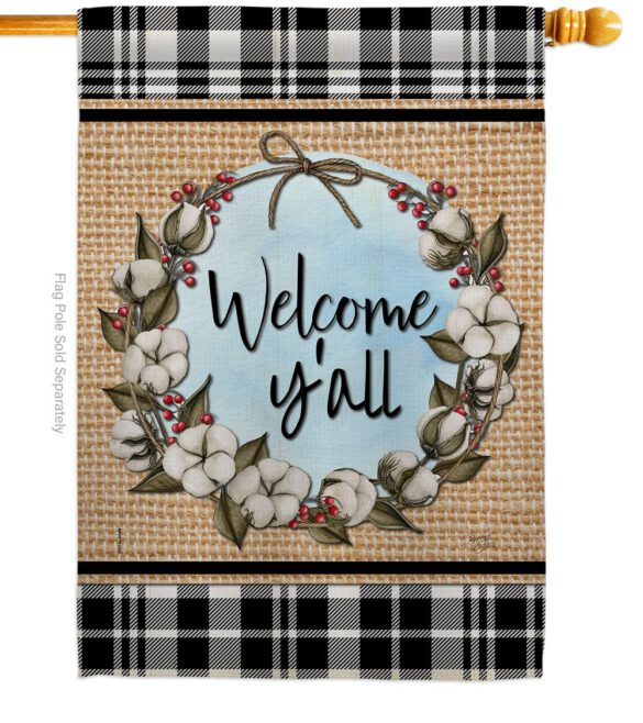 Cotton Y'all - Southern Country & Primitive Vertical Impressions Decorative Flags HG120050 Made In USA - Image 2