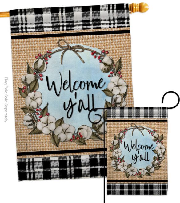 Cotton Y'all - Southern Country & Primitive Vertical Impressions Decorative Flags HG120050 Made In USA - Image 3