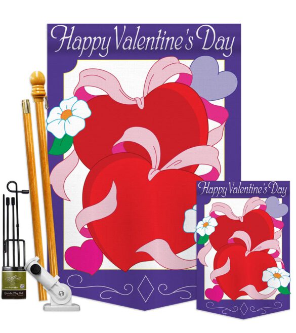 Hearts - Valentines Spring Vertical Applique Decorative Flags HG101041 - Image 6
