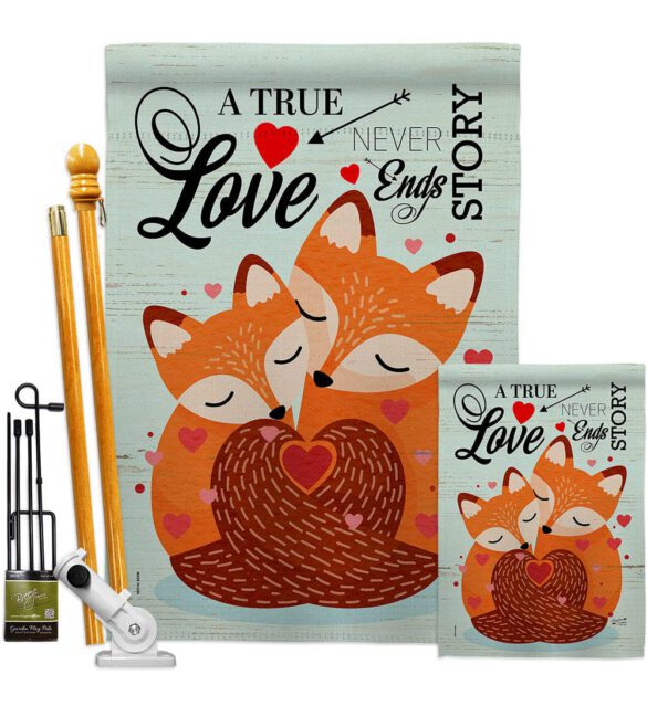 Foxes Love - Valentines Spring Vertical Impressions Decorative Flags HG137390 Made In USA - Image 6