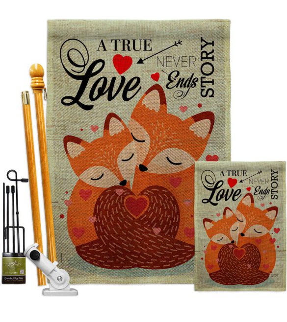 Foxes Love - Valentines Spring Vertical Impressions Decorative Flags HG137390 Made In USA - Image 16