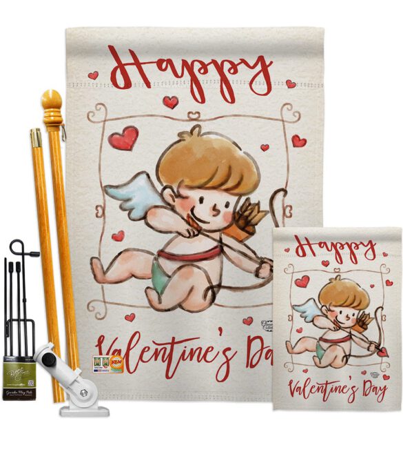 Happy Valentine's Day Cupid - Valentines Spring Vertical Impressions Decorative Flags HG191109 Made In USA - Image 6