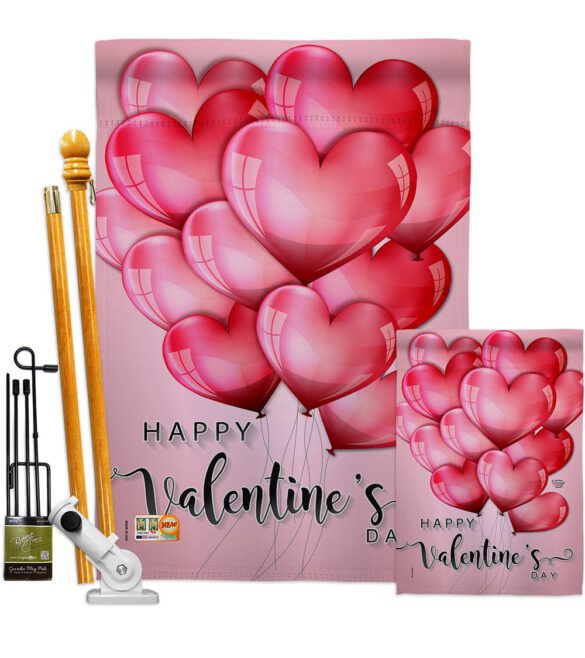 Happy Love Balloons - Valentines Spring Vertical Impressions Decorative Flags HG192150 Made In USA - Image 6