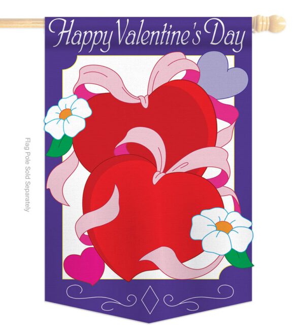 Hearts - Valentines Spring Vertical Applique Decorative Flags HG101041 - Image 2