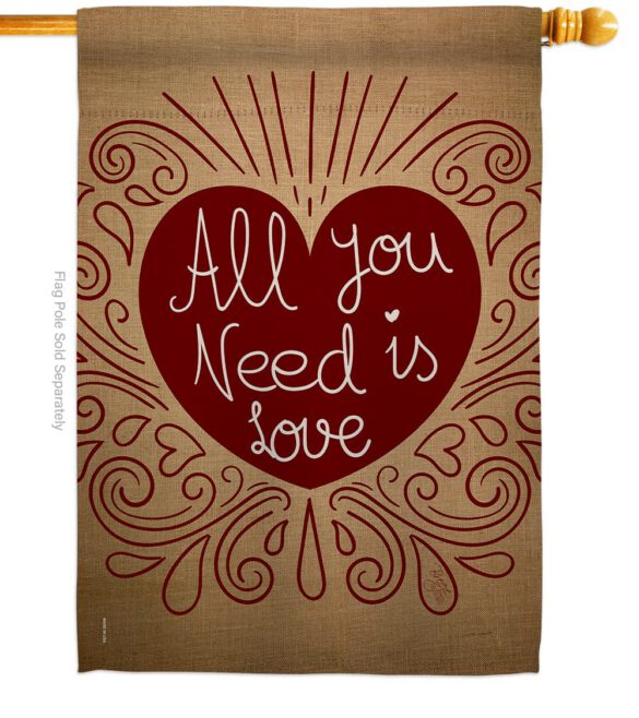 All You Need Is Love - Valentines Spring Vertical Impressions Decorative Flags HG101052 Made In USA - Image 3