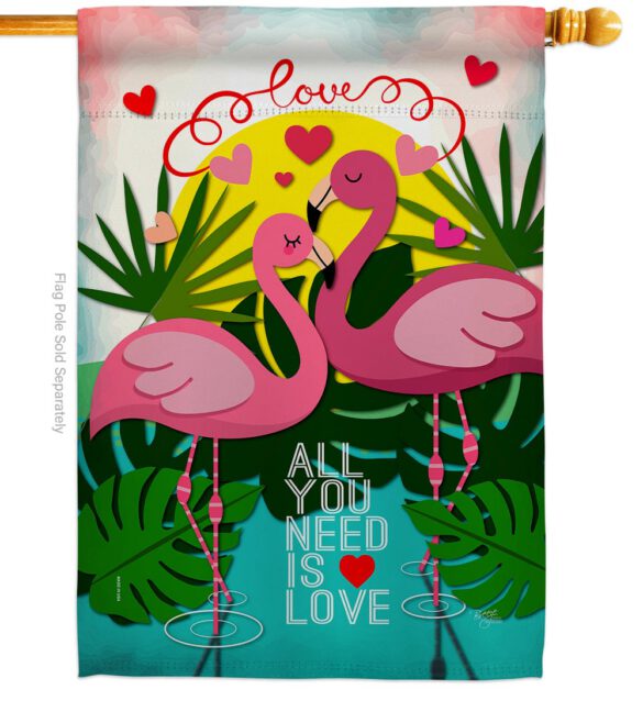 Flamingo Lover - Valentines Spring Vertical Impressions Decorative Flags HG101063 Made In USA - Image 2