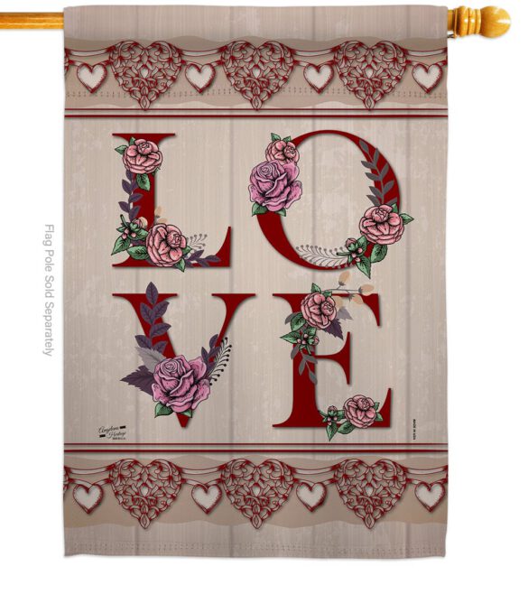 Classic Valentine Love - Valentines Spring Vertical Impressions Decorative Flags HG137144 Made In USA - Image 2