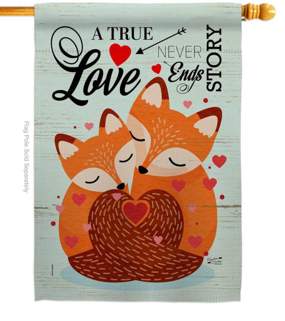 Foxes Love - Valentines Spring Vertical Impressions Decorative Flags HG137390 Made In USA - Image 2