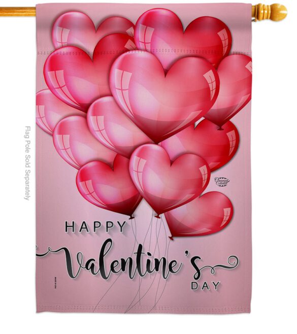 Happy Love Balloons - Valentines Spring Vertical Impressions Decorative Flags HG192150 Made In USA - Image 2