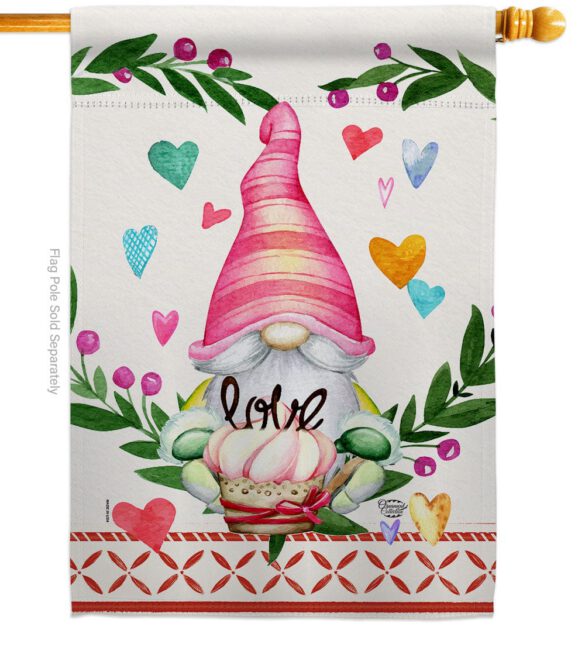 Gnome Give Love - Valentines Spring Vertical Impressions Decorative Flags HG192407 Made In USA - Image 2