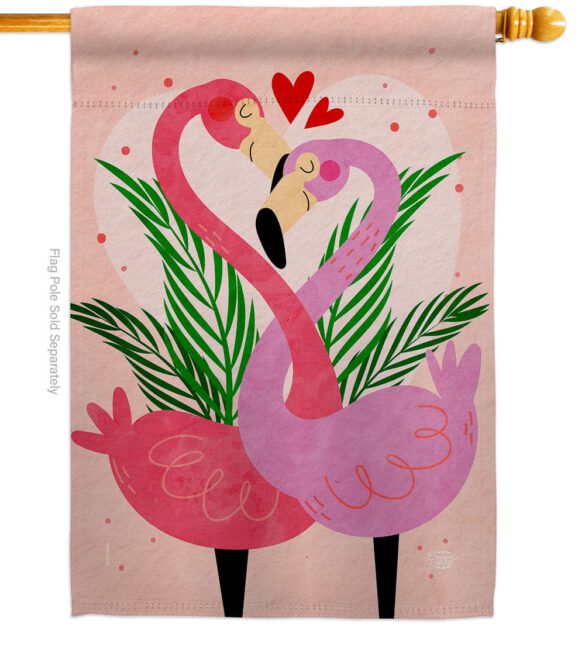 Flamingo Love - Valentines Spring Vertical Impressions Decorative Flags HG192540 Made In USA - Image 2