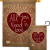 All You Need Is Love - Valentines Spring Vertical Impressions Decorative Flags HG101052 Made In USA