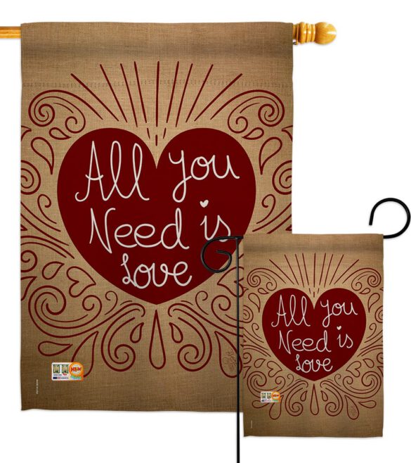 All You Need Is Love - Valentines Spring Vertical Impressions Decorative Flags HG101052 Made In USA