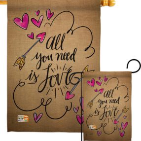All You Need is Love - Valentines Spring Vertical Impressions Decorative Flags HG137051 Made In USA