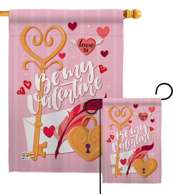 Be My Valentine - Valentines Spring Vertical Impressions Decorative Flags HG192054 Made In USA