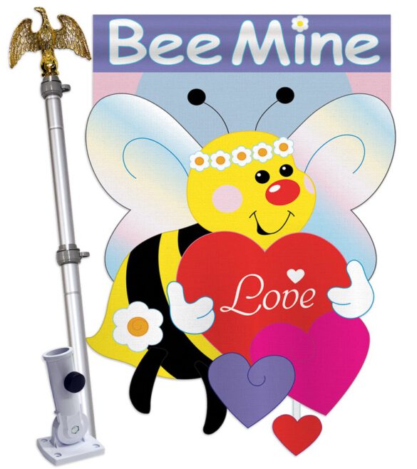 Bee Mine - Valentines Spring Vertical Applique Decorative Flags HG101039 - Image 9