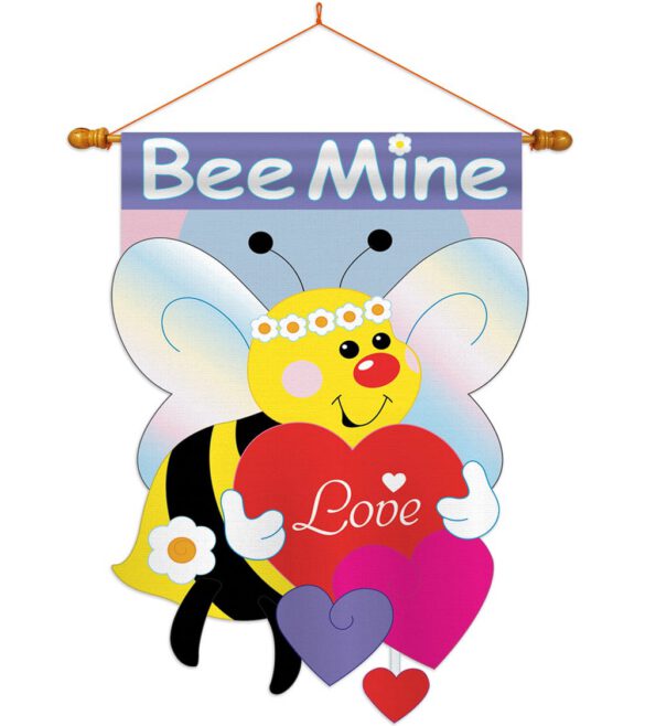 Bee Mine - Valentines Spring Vertical Applique Decorative Flags HG101039 - Image 10