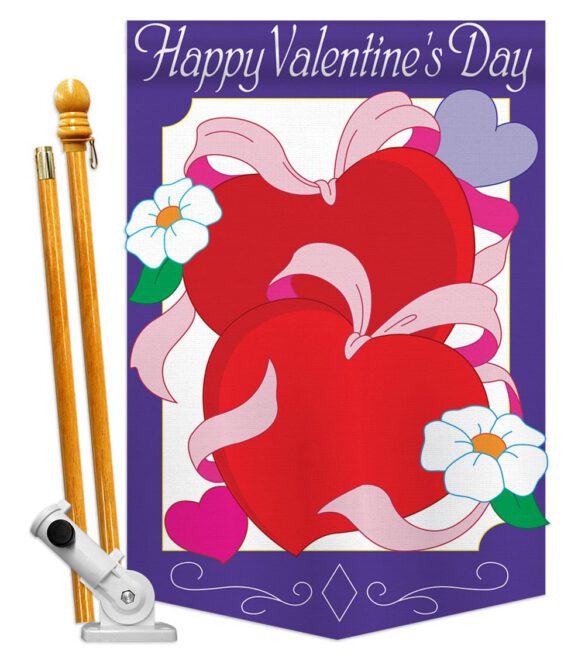 Hearts - Valentines Spring Vertical Applique Decorative Flags HG101041 - Image 5