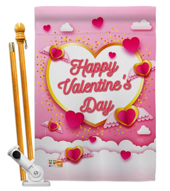 Flying Heart Valentine's - Valentines Spring Vertical Impressions Decorative Flags HG101060 Made In USA - Image 5