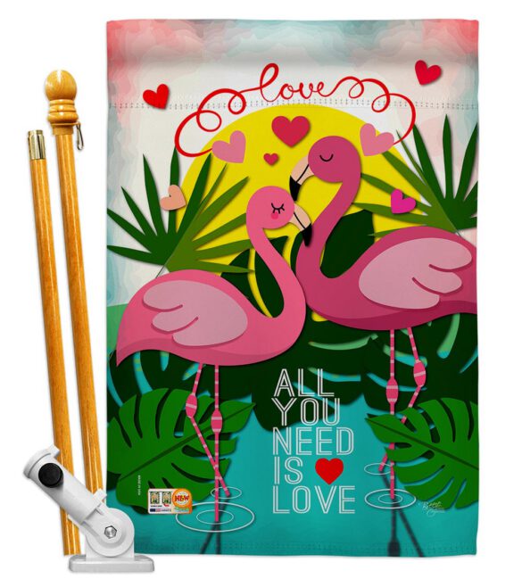 Flamingo Lover - Valentines Spring Vertical Impressions Decorative Flags HG101063 Made In USA - Image 5