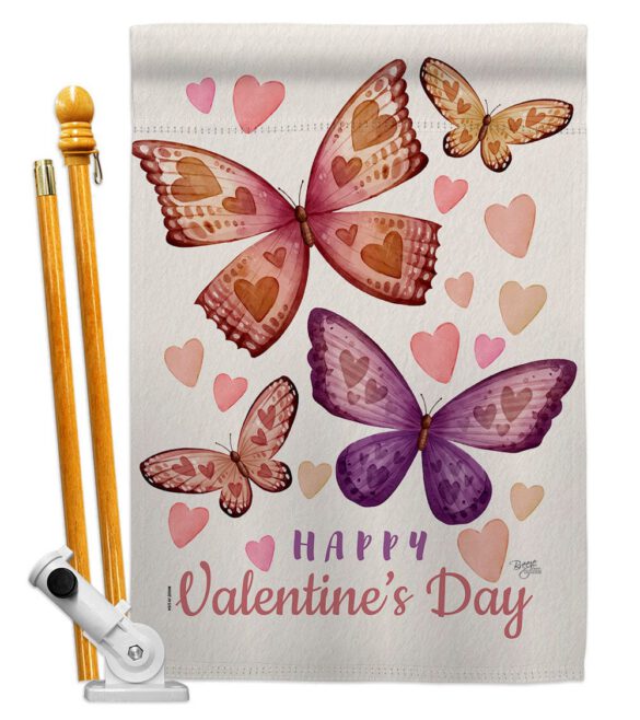 Butterflies Loves - Valentines Spring Vertical Impressions Decorative Flags HG101067 Made In USA - Image 5