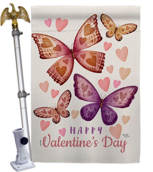 Butterflies Loves - Valentines Spring Vertical Impressions Decorative Flags HG101067 Made In USA - Image 9