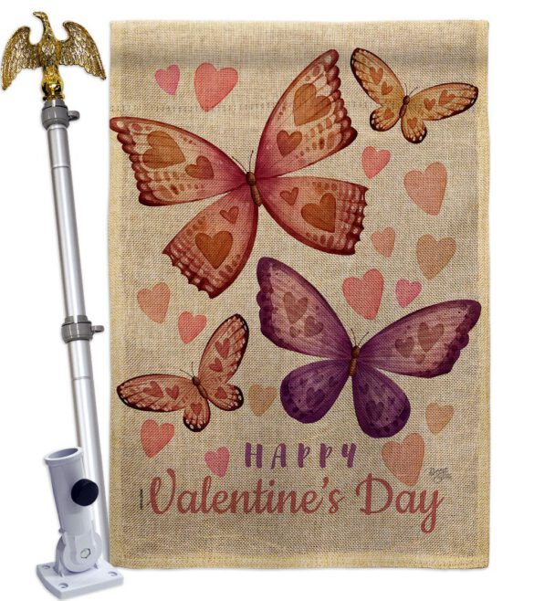 Butterflies Loves - Valentines Spring Vertical Impressions Decorative Flags HG101067 Made In USA - Image 19